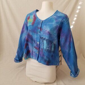 NWOT! Sloop Jones Signed Hand-Painted Tie-Dye Long Sleeve Button-Down Shirt